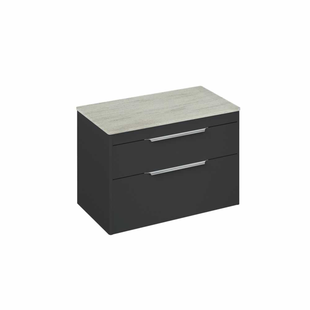 Shoreditch 85cm double drawer Matt Grey with Concrete Haze Worktop